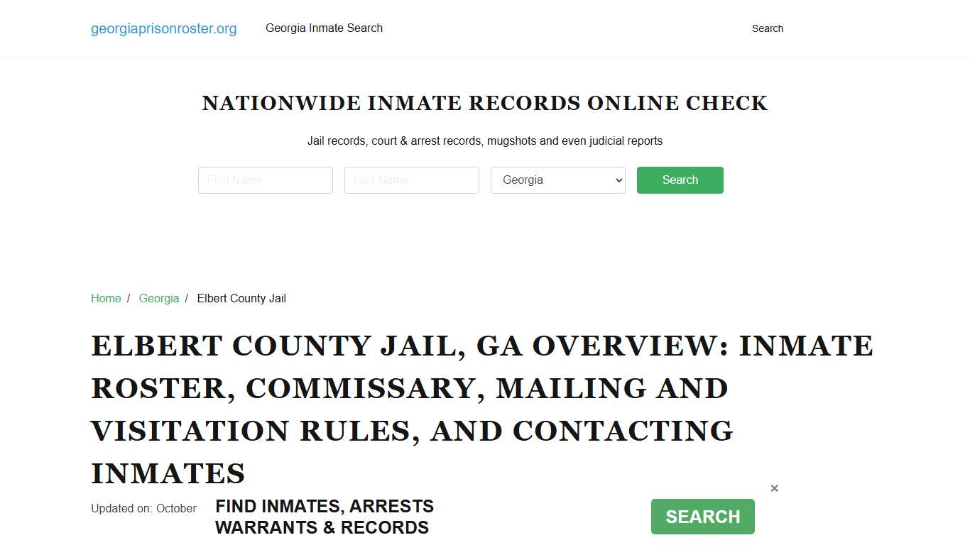 Elbert County Jail, GA: Inmate Search, Visitation & Contact Info