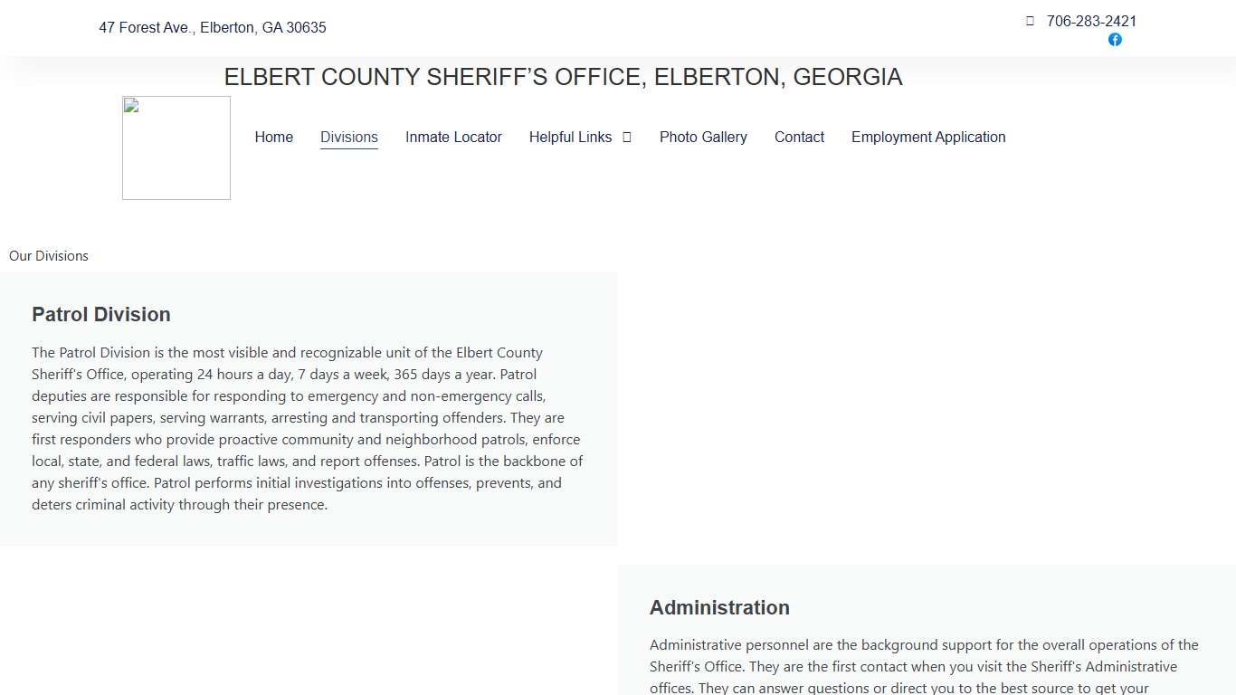 Divisions – Elbert County Sheriff's Office